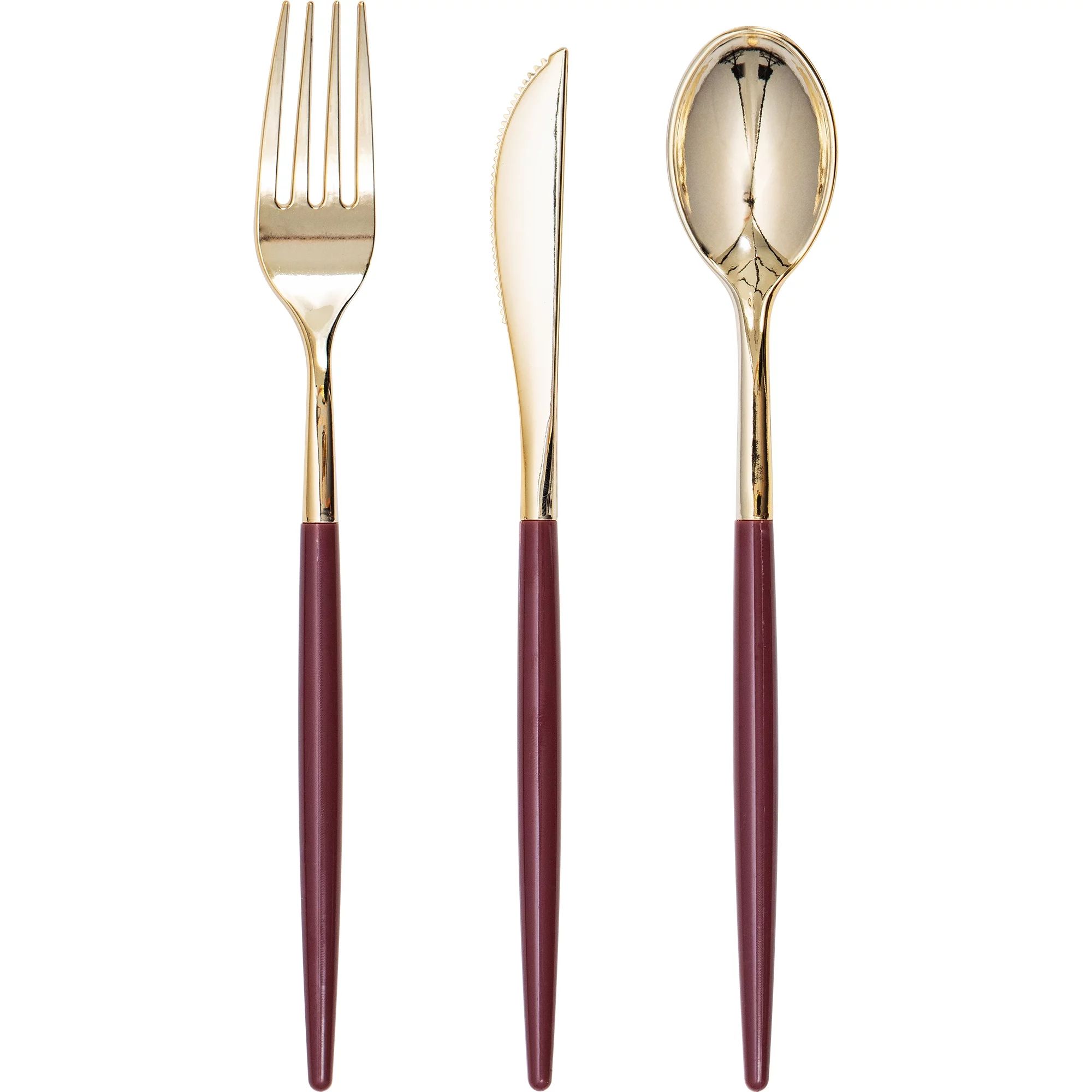 18-Piece Cutlery Flatware Set, Maroon with Gold Top, Service for 6, by Holiday Time | Walmart (US)