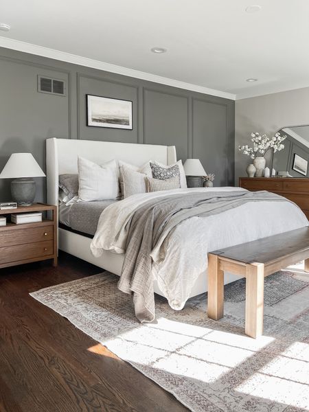 Spring refresh in our master bedroom using new pillows and throw blankets with a lighter handwoven vintage rug 

#LTKSeasonal #LTKsalealert #LTKhome