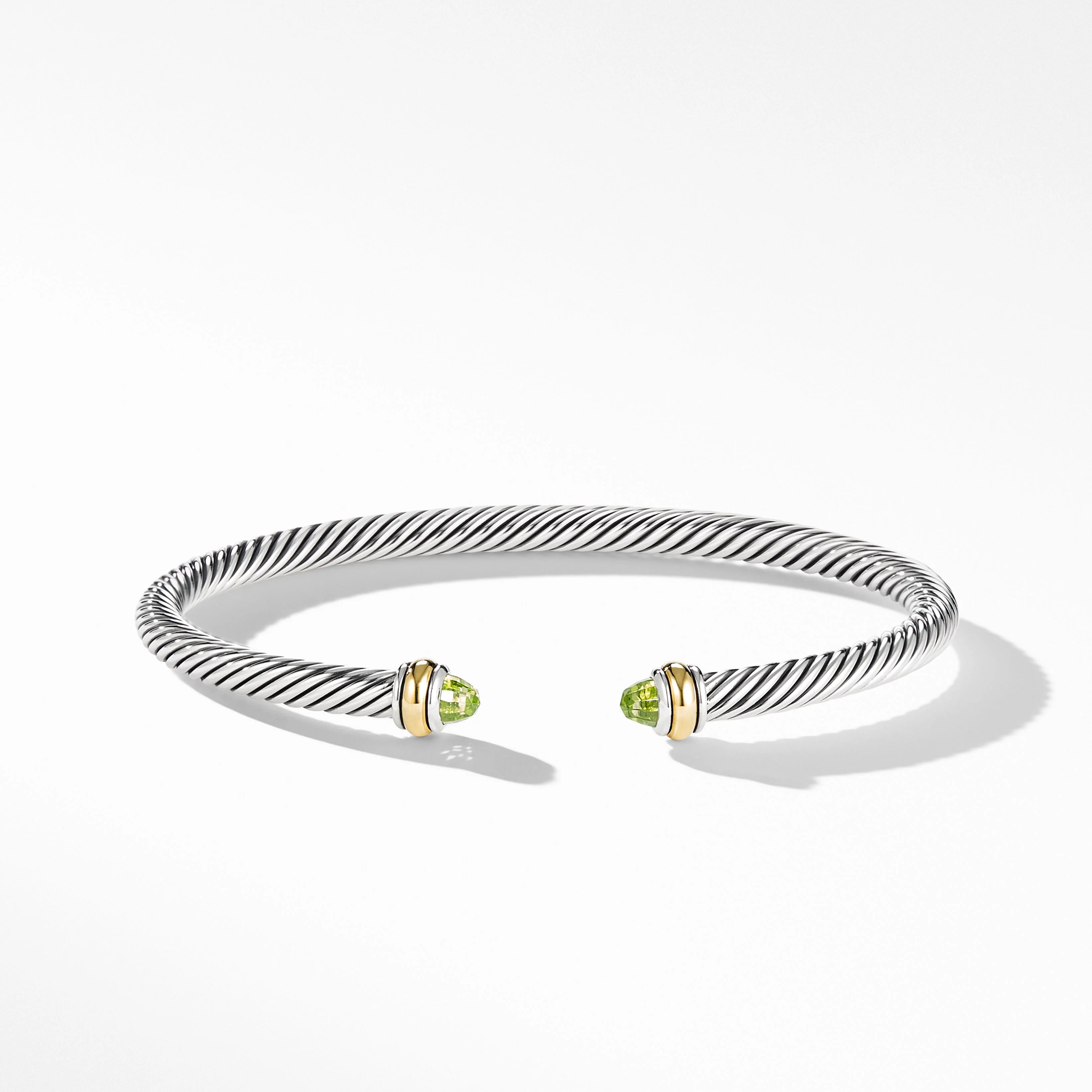 Cable Classics Bracelet in Sterling Silver with Peridot and 18K Yellow Gold | David Yurman