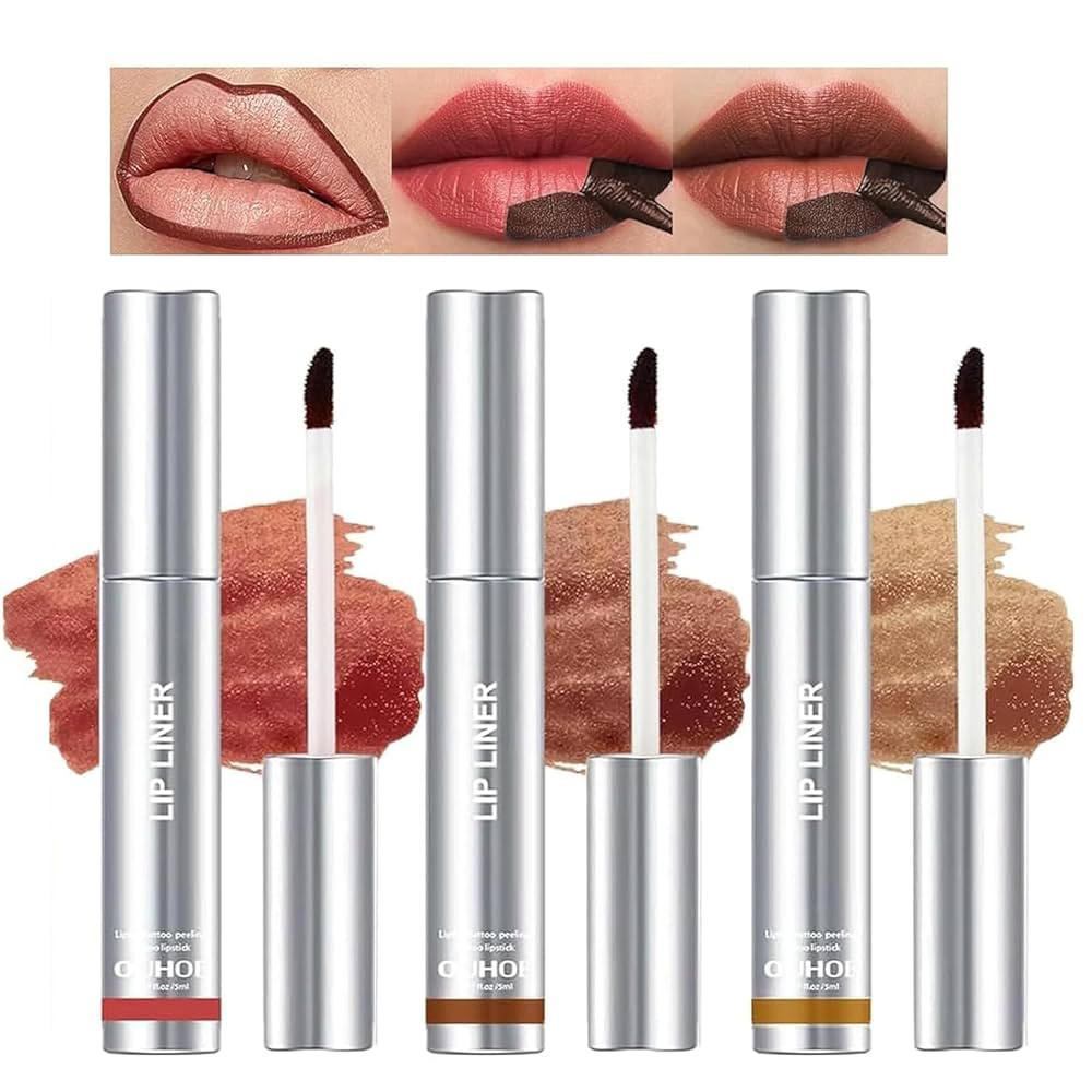 3PCS Peel Off Lip Liner, Light Brown/Dark Brown/Burgundy Long Lasting Lip Stain,Matte Tattoo Lip ... | Amazon (US)