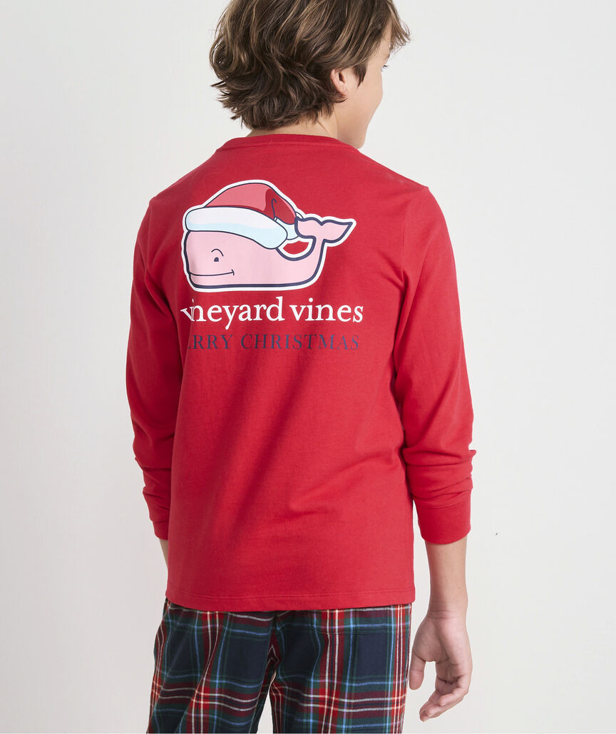 Boys' 2025 Santa Whale Long-Sleeve Pocket Tee | vineyard vines