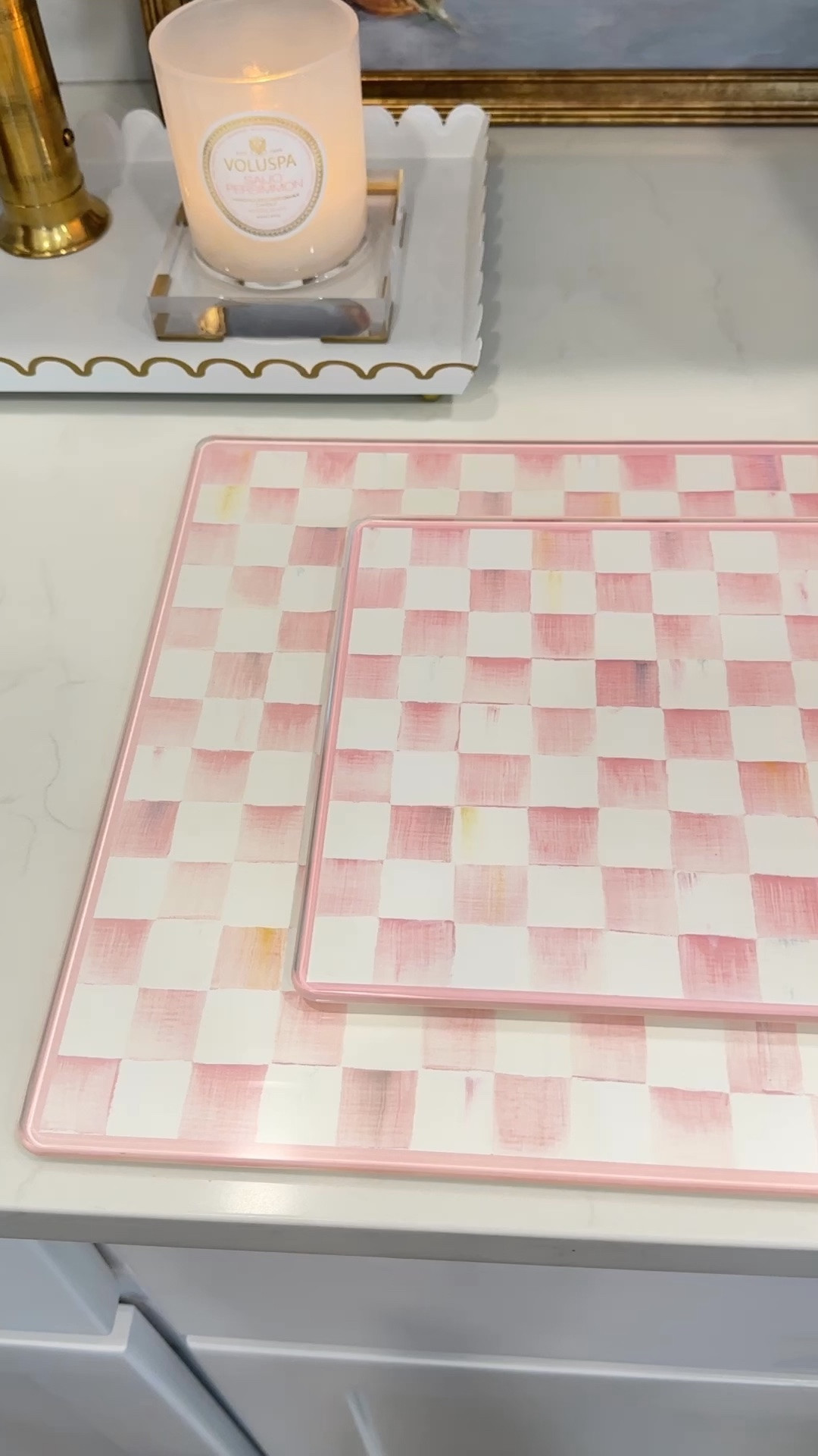 Glass cutting boards, pink check, Amazon finds kitchen accessories