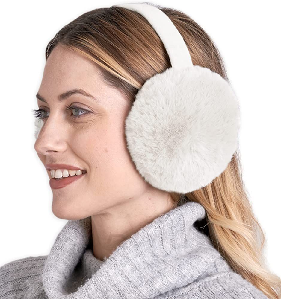 Ear Muffs for Women - Winter Ear Warmers - Soft & Warm Cable Knit Furry Fleece Earmuffs - Ear Covers | Amazon (US)