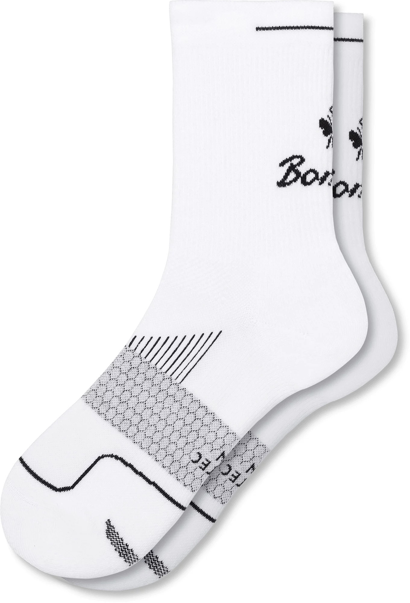 Bombas Adult Script Logo Run Half Calf Socks, Men's, Medium, White/White/White | DICK'S Sporting Goods