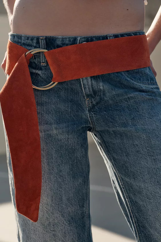 100% SUEDE LEATHER BELT WITH CIRCULAR BUCKLE | Zara Canada