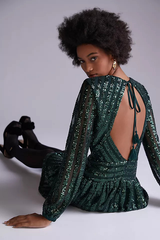 Sequined Open-Back Mini Dress | Anthropologie (US)