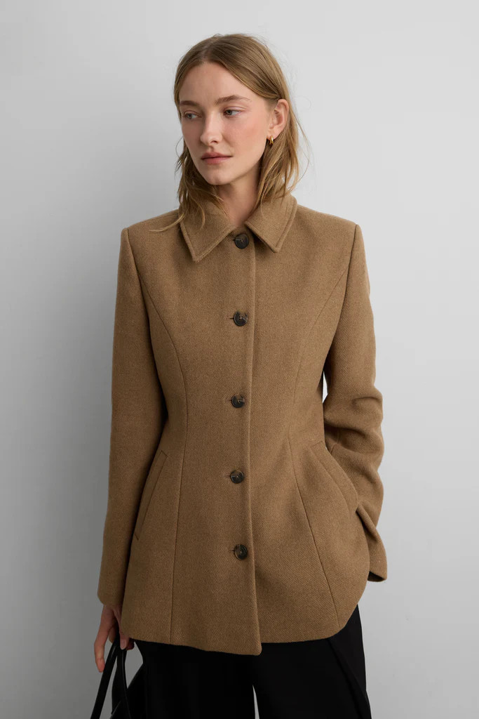 WOOL-BLEND COAT WITH CAPE | OAK + FORT