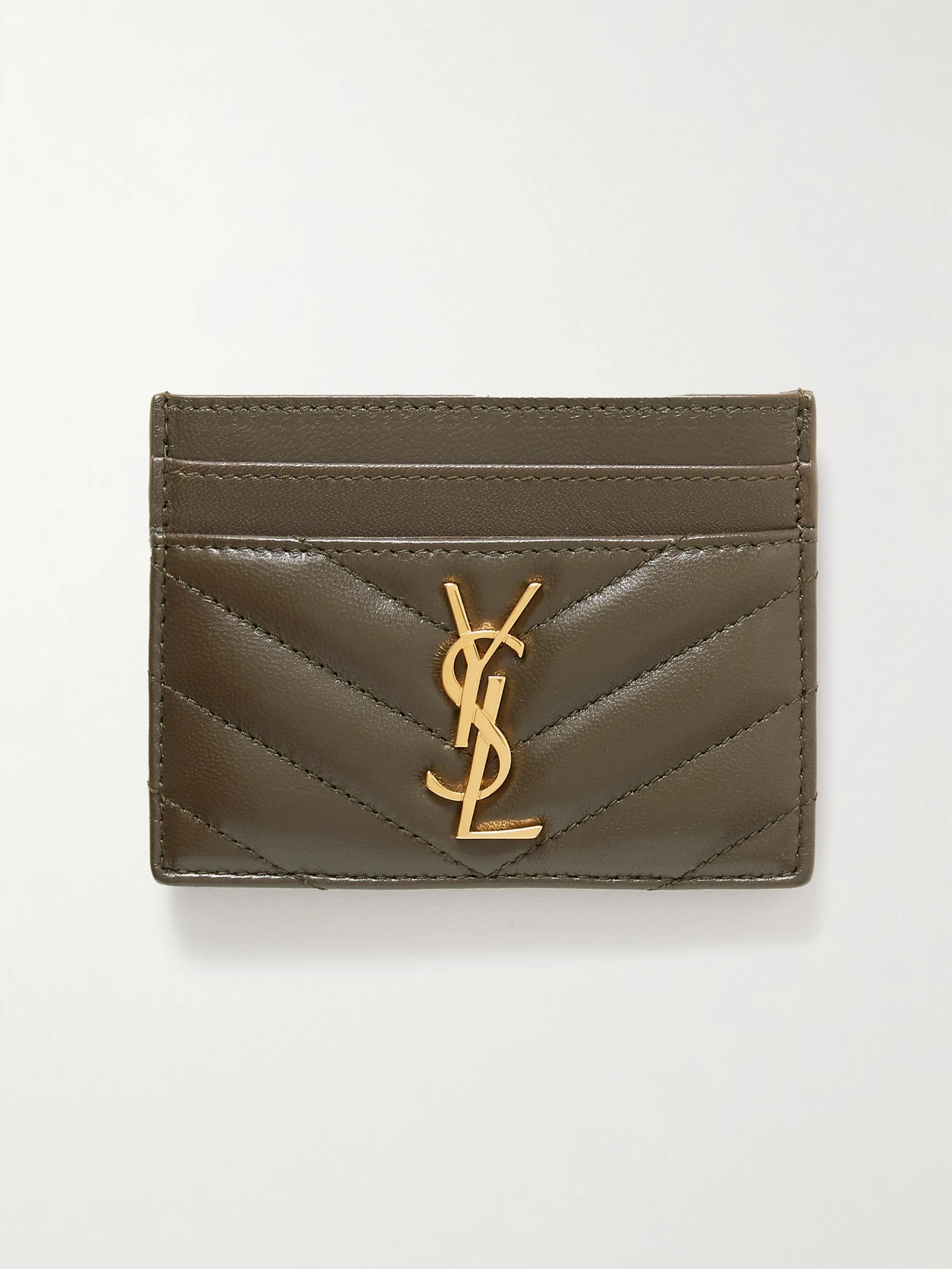 SAINT LAURENT - Cassandre Matelassé Leather Cardholder - Green | NET-A-PORTER (UK & EU)