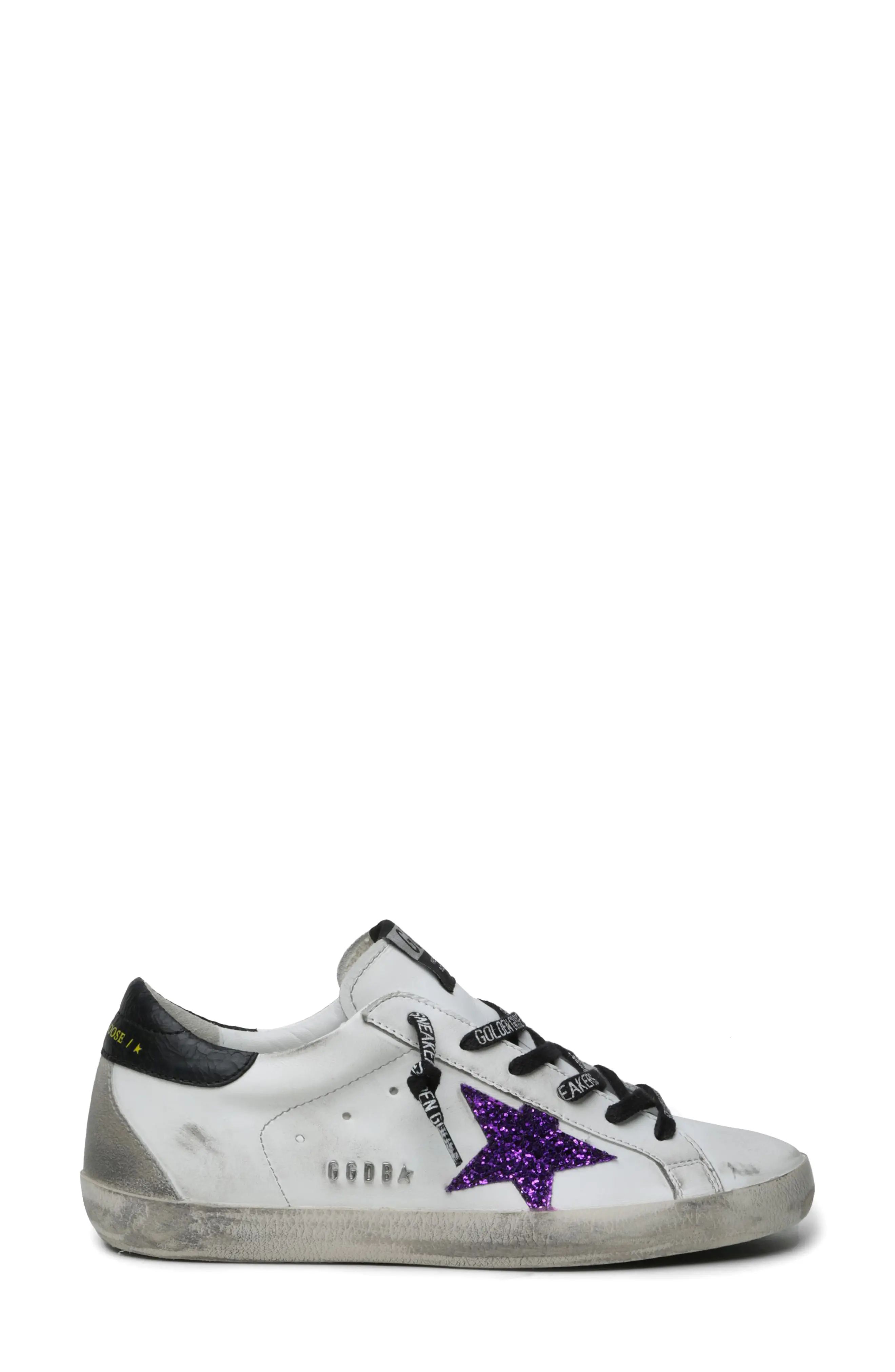 Golden Goose Super-Star Low Top Sneaker, Size 5Us in White/Purple/Black/Ice at Nordstrom | Nordstrom
