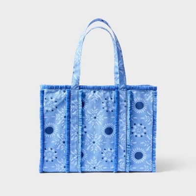 Star Medallion Fringe Canvas Tote Bag Blue - Roller Rabbit x Target | Target