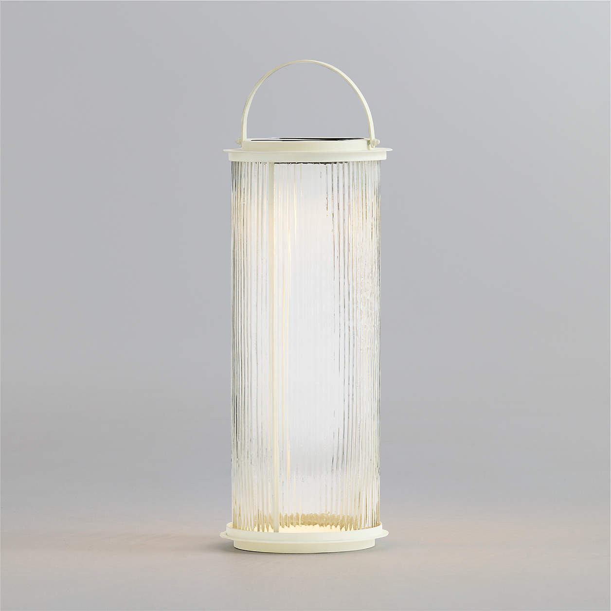 Kimball Large LED White Metal Solar Lantern 22.5" | Crate & Barrel | Crate & Barrel