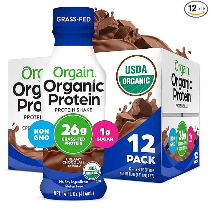 Orgain Organic Protein Shake, Grass Fed Dairy, Creamy Chocolate - 26g High Protein Whey Shake, Re... | Amazon (US)