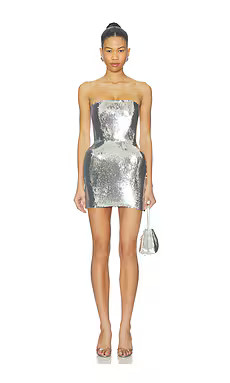 David Koma Sequin Padded Hip Mini Dress in Silver from Revolve.com | Revolve Clothing (Global)