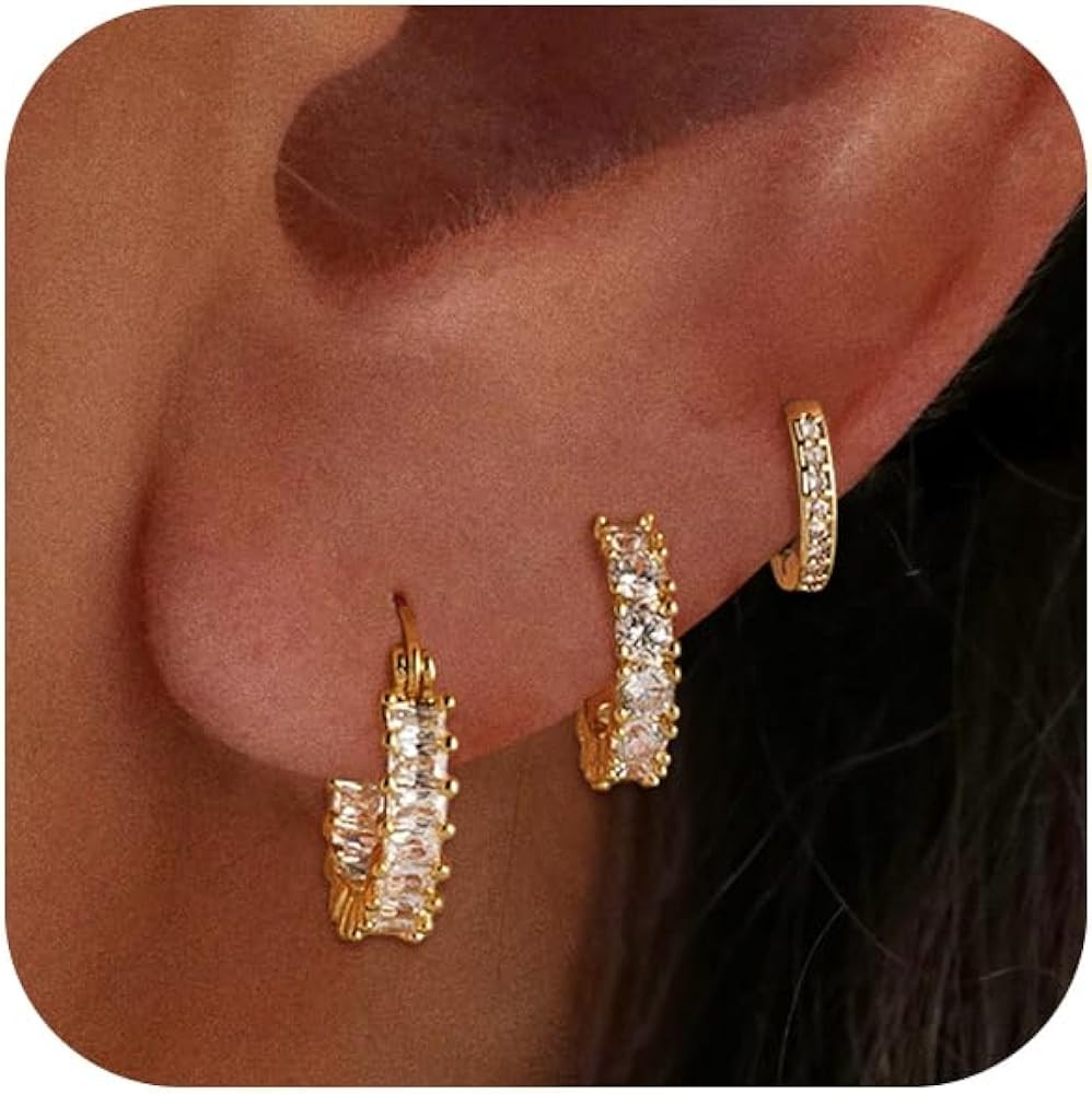 VIROMY VIROMY Gold/Silver Hoop Earrings for Women Trendy,14K Real Gold Plated Cute Stud Earrings ... | Amazon (US)