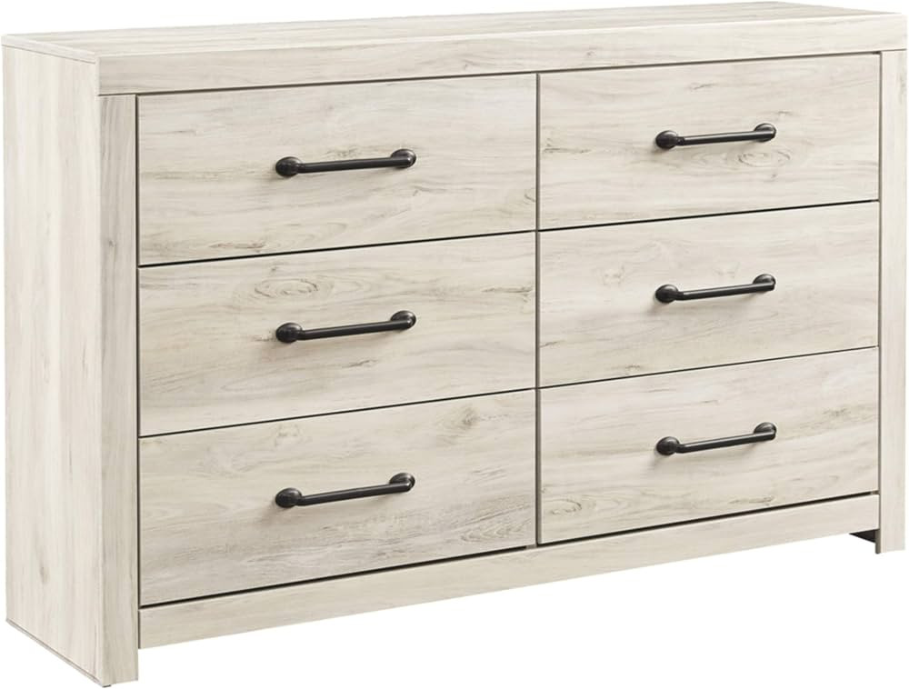 Signature Design by Ashley Cambeck Farmhouse Industrial 6 Drawer Dresser, Whitewash | Amazon (US)