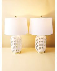 2pk 26in Ceramic And Metal Open Weave Table Lamps | HomeGoods