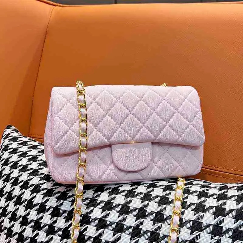 20cm Mini Cover Womens Crossbosy Bags Grained Caviar Solid Color French Designer Bag Gold Tone Me... | DHGate