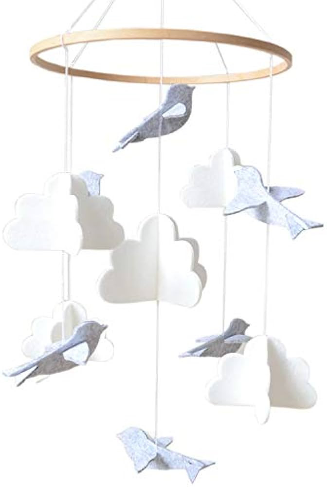 Sorrel + Fern Baby Crib Mobile (Birds and Clouds) - Felt Nursery Ceiling Decoration and Baby Show... | Amazon (US)