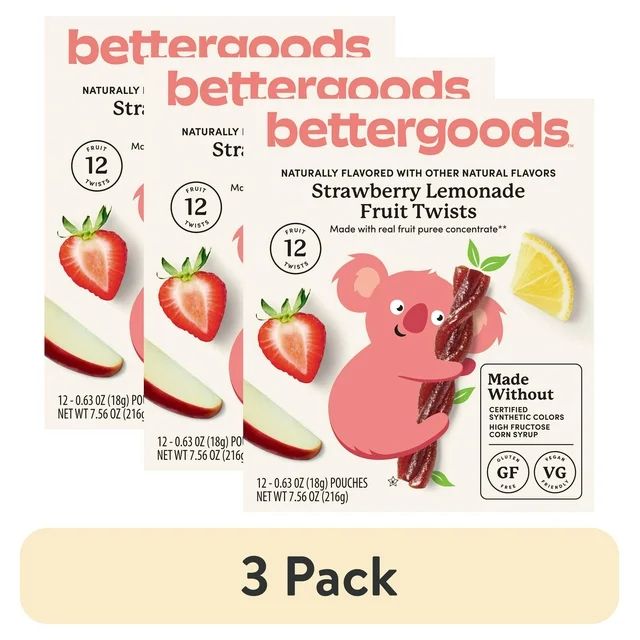 (3 pack) bettergoods Strawberry Lemonade Fruit Twists, 0.63 oz, 12 Count | Walmart (US)