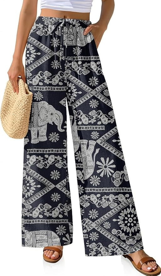 TARSE Women Linen Palazzo Pants Summer Wide Leg Casual Lounge Pant 2026 Beach Travel Vacation Out... | Amazon (US)