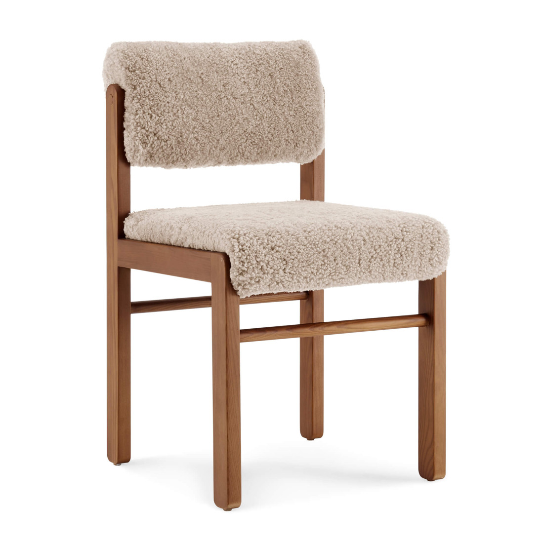 Migo Sheepskin Upholstered Wooden Dining Chair Genuine Sheepskin-Cocoa Nib | Eternity Modern