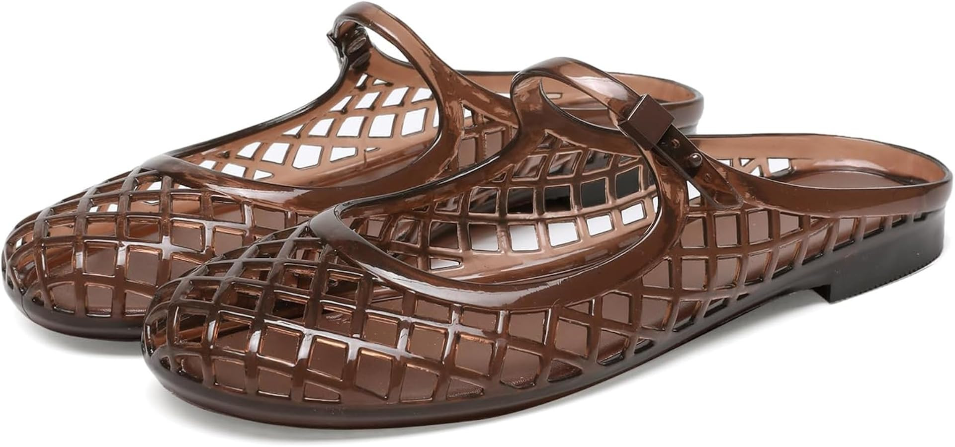 Women's Jelly Mesh Flat Slide Sandals with Adjustable Buckle Strap Fashion Closed Round Toe Comfo... | Amazon (US)