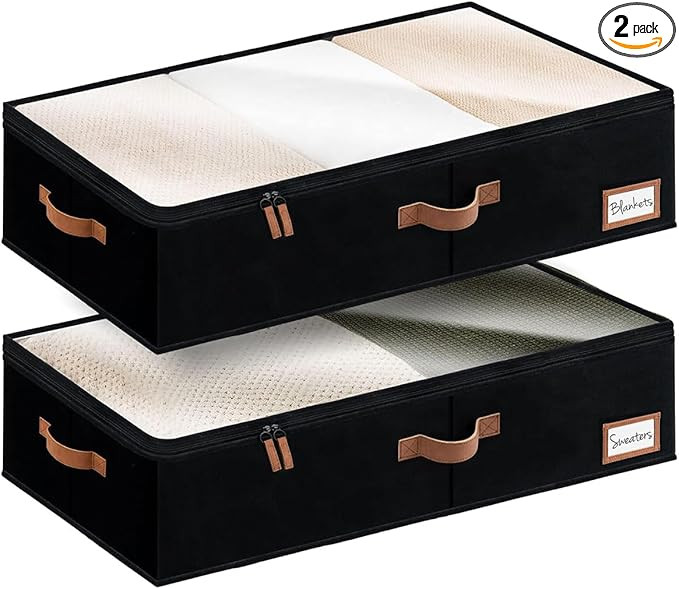 StorageWorks Large Under Bed Storage Containers with Handles and Label Holder, 2 Pack Ultra-thick... | Amazon (US)