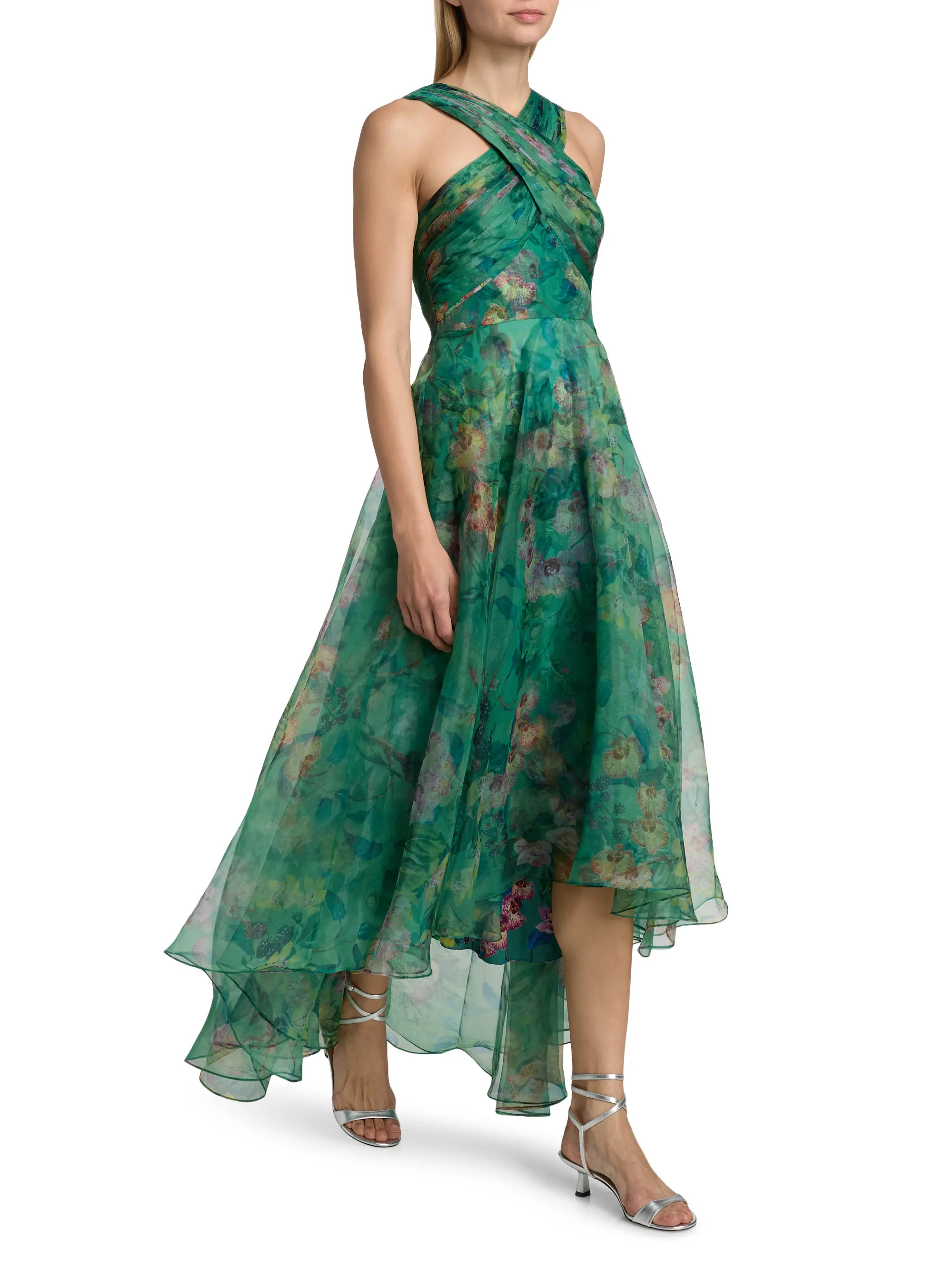 Luana Floral Organza High-Low Gown | Saks Fifth Avenue