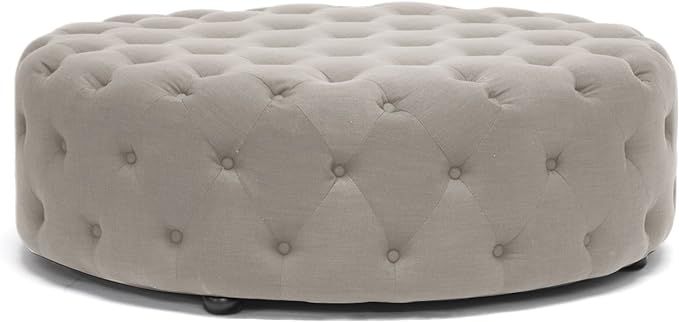 Baxton Studio Cardiff Beige Linen Modern Tufted Ottoman | Amazon (US)