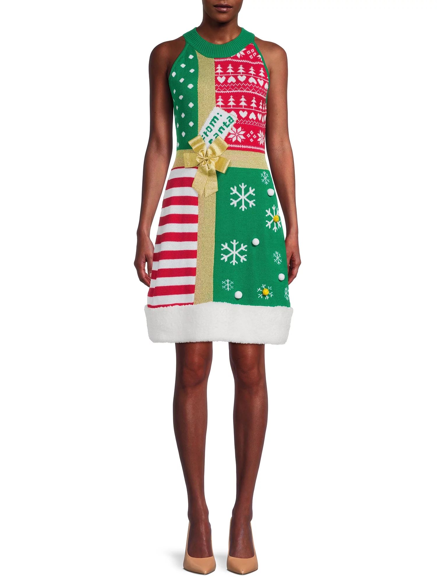 No Boundaries Junior's Christmas Sweater Dress | Walmart (US)