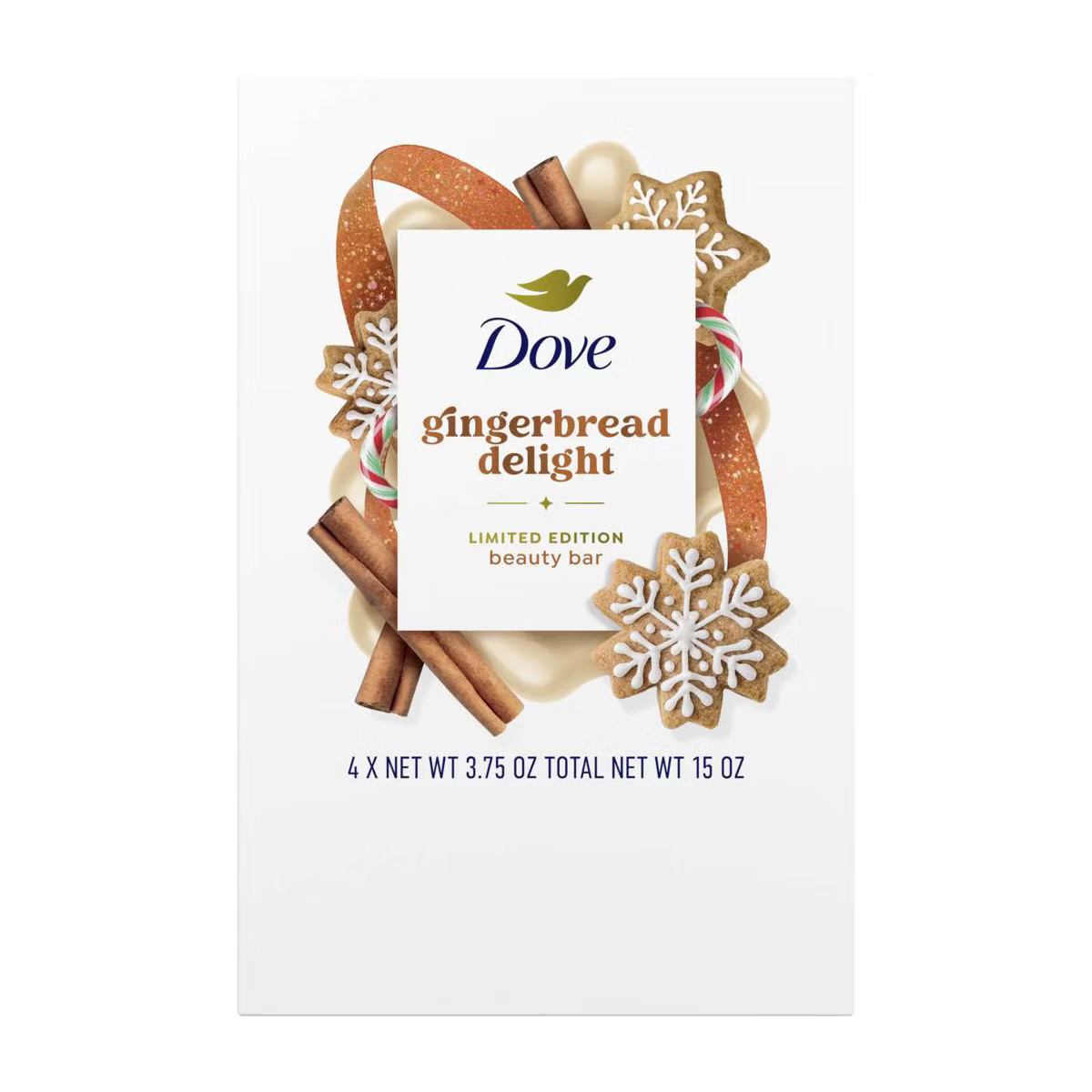 Dove Beauty Limited Edition Holiday Treat Bar Soaps - Gingerbread Delight - 15oz/4pk | Target