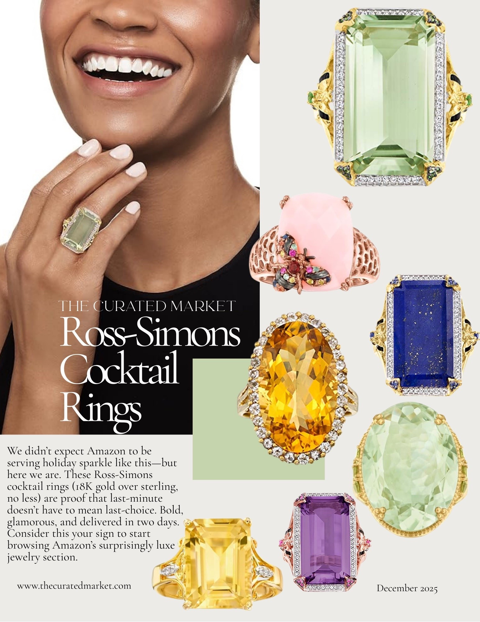 STUNNING AMAZON FIND!! 

We didn't expect Amazon to be serving holiday sparkle like this, but here we are. These Ross-Simons
cocktail rings (18K gold over sterling, no less) are proof that last-minute doesn't have to mean last-choice. Bold, glamorous, and delivered in two days.
Consider this your sign to start browsing Amazon's surprisingly luxe jewelry section.
www.thecuratedmarket.com

#LuxuryGiftsUnder200
#LastMinuteAmazonFinds
#StatementRingsOnAmazon
#AffordableCocktailRings
#AmazonJewelryGems

#LTKHoliday #LTKmomlife #LTKGiftGuide
