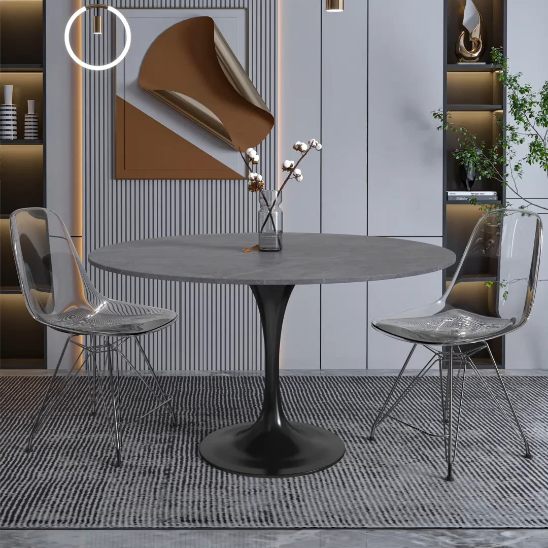 Heartherton 48" Round Dining Table with Sintered Stone Top and Black Steel Pedestal base kitchen table seats

#LTKstorytime #LTKHome #LTKMidsize