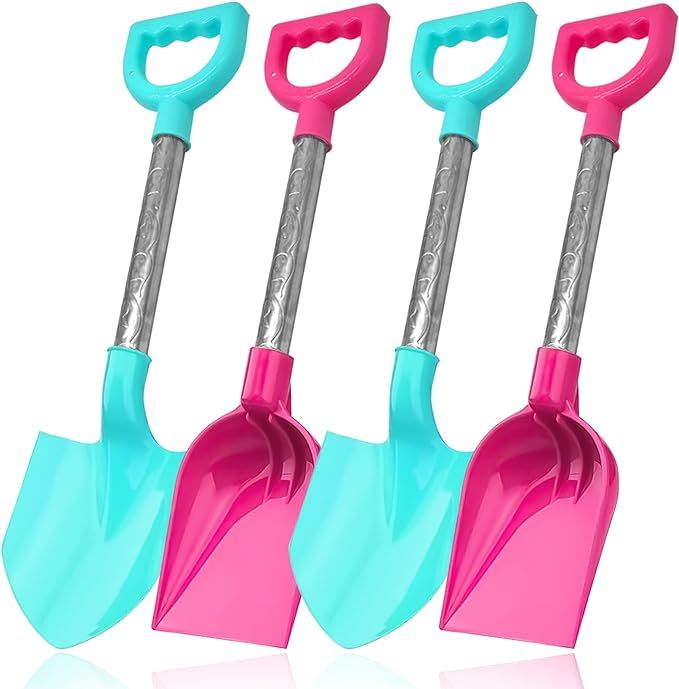Beach Shovels for Kids,4Pack 15 Inch Stainless Steel Sand Shovels Toys Kids Shovel with Plastic S... | Amazon (US)