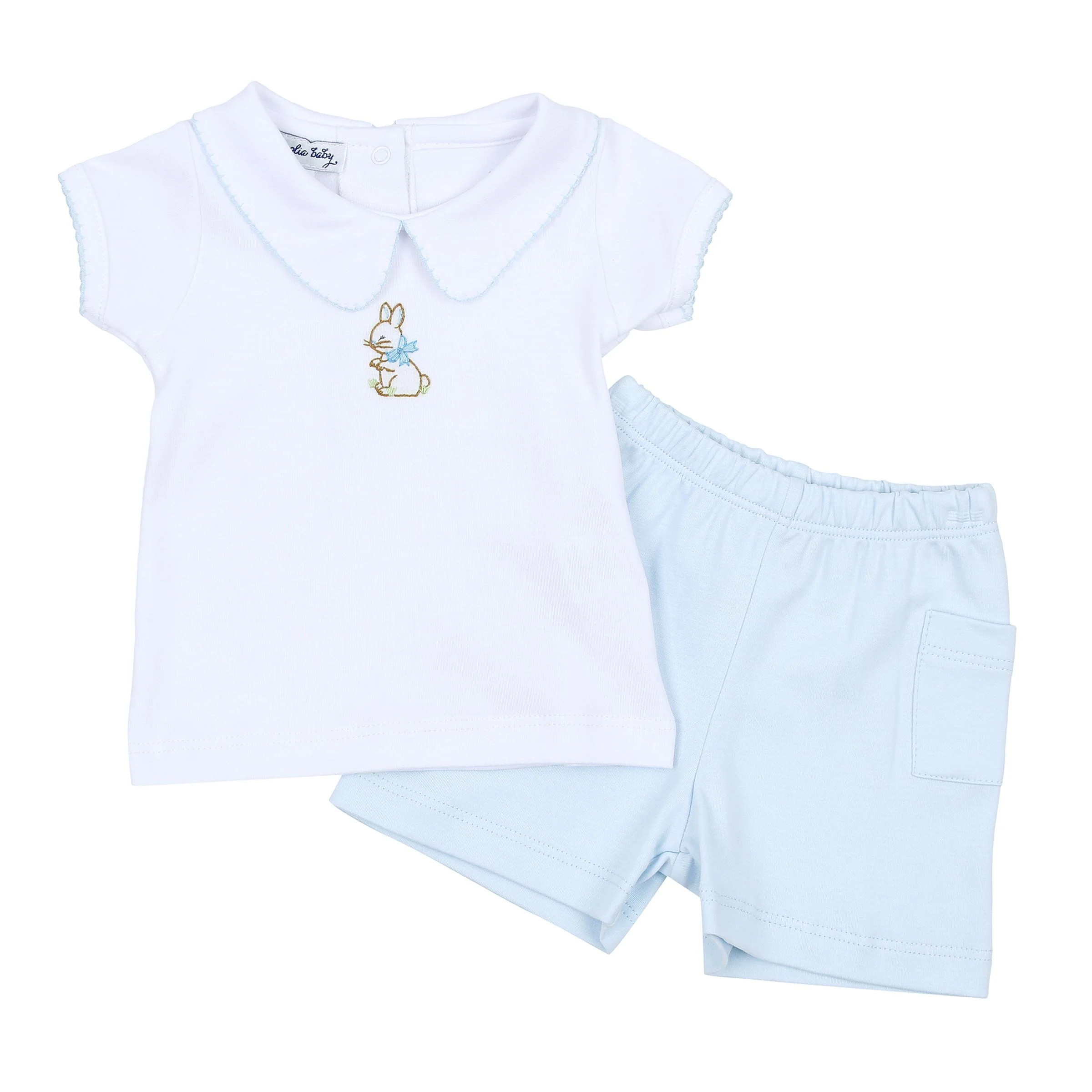 Magnolia Baby Vintage Bunny Embroidered Collared Short Set | JoJo Mommy