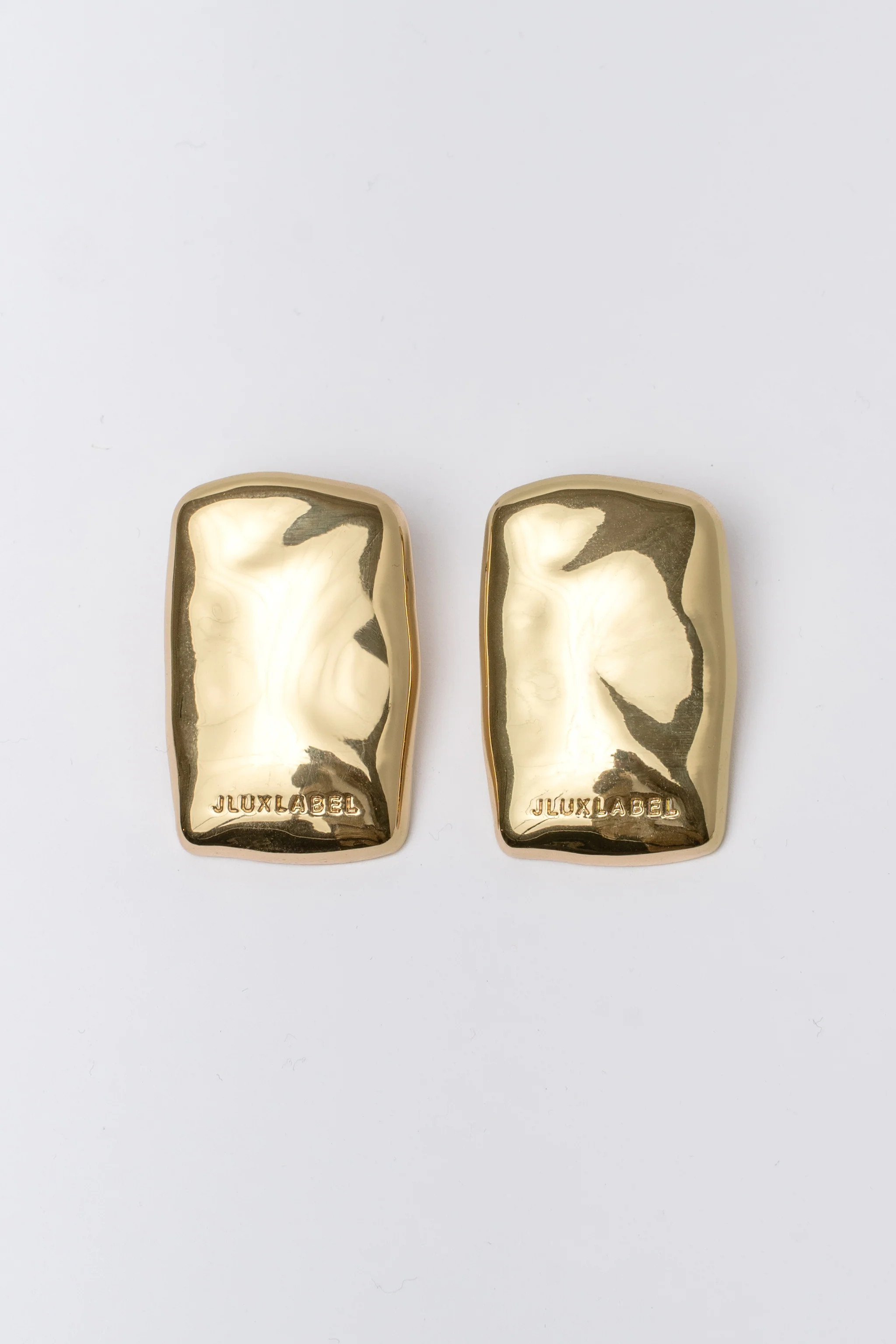 Gold JLUXLABEL Logo Earrings | JLUXLABEL