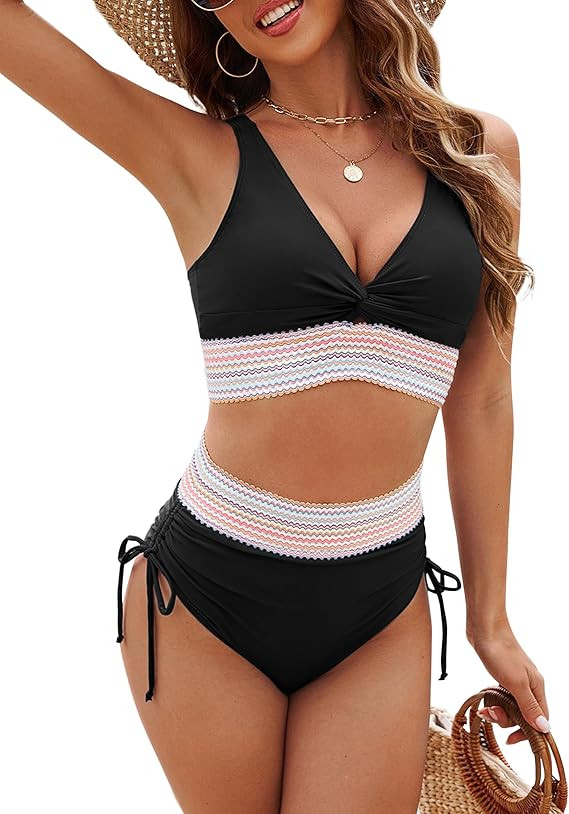 Edelqual Women High Waisted Bikini Sets Two Piece Swimsuits Tummy Control Bathing Swim Suits 2025... | Amazon (US)