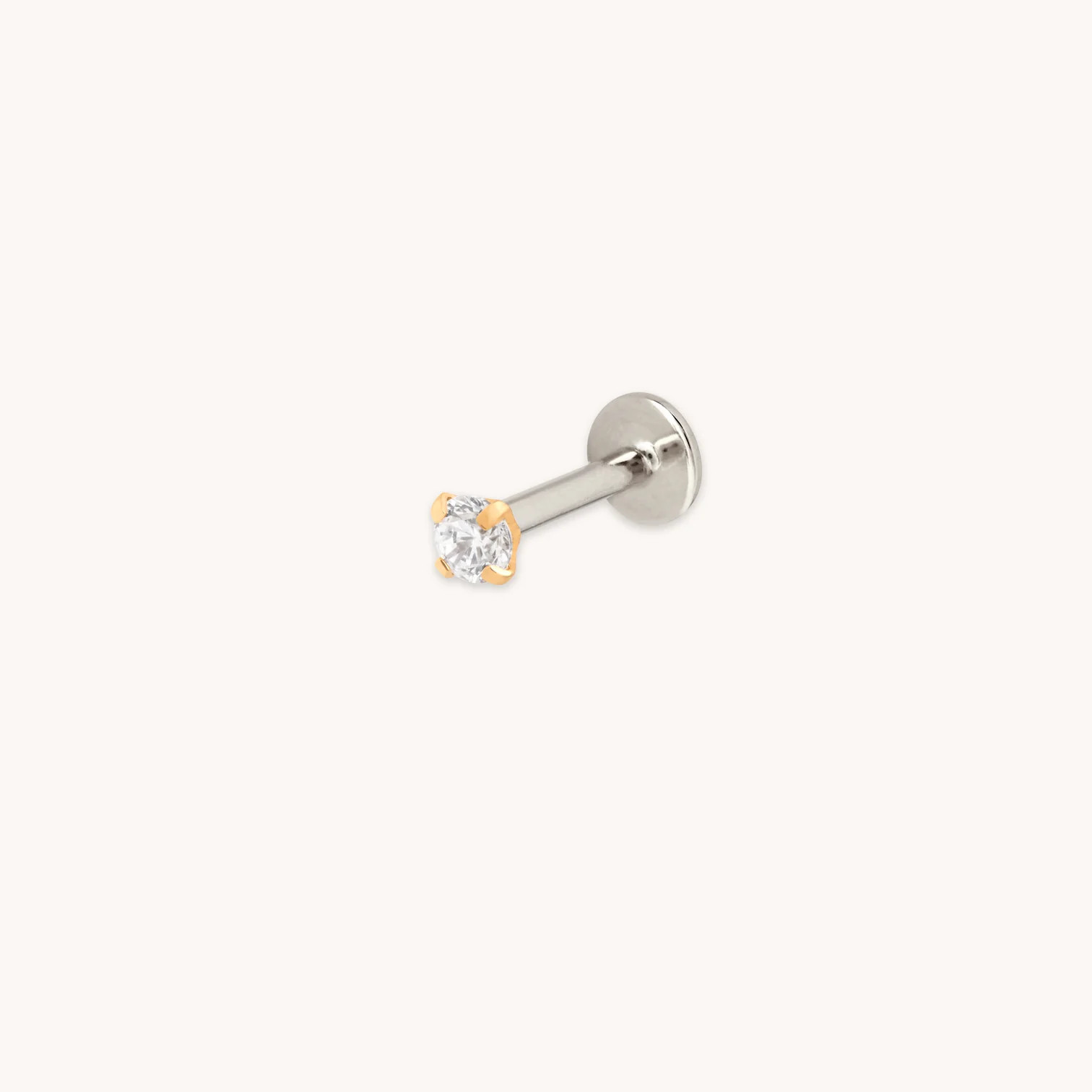 Micro Crystal Titanium Piercing Stud in Gold | Astrid & Miyu UK