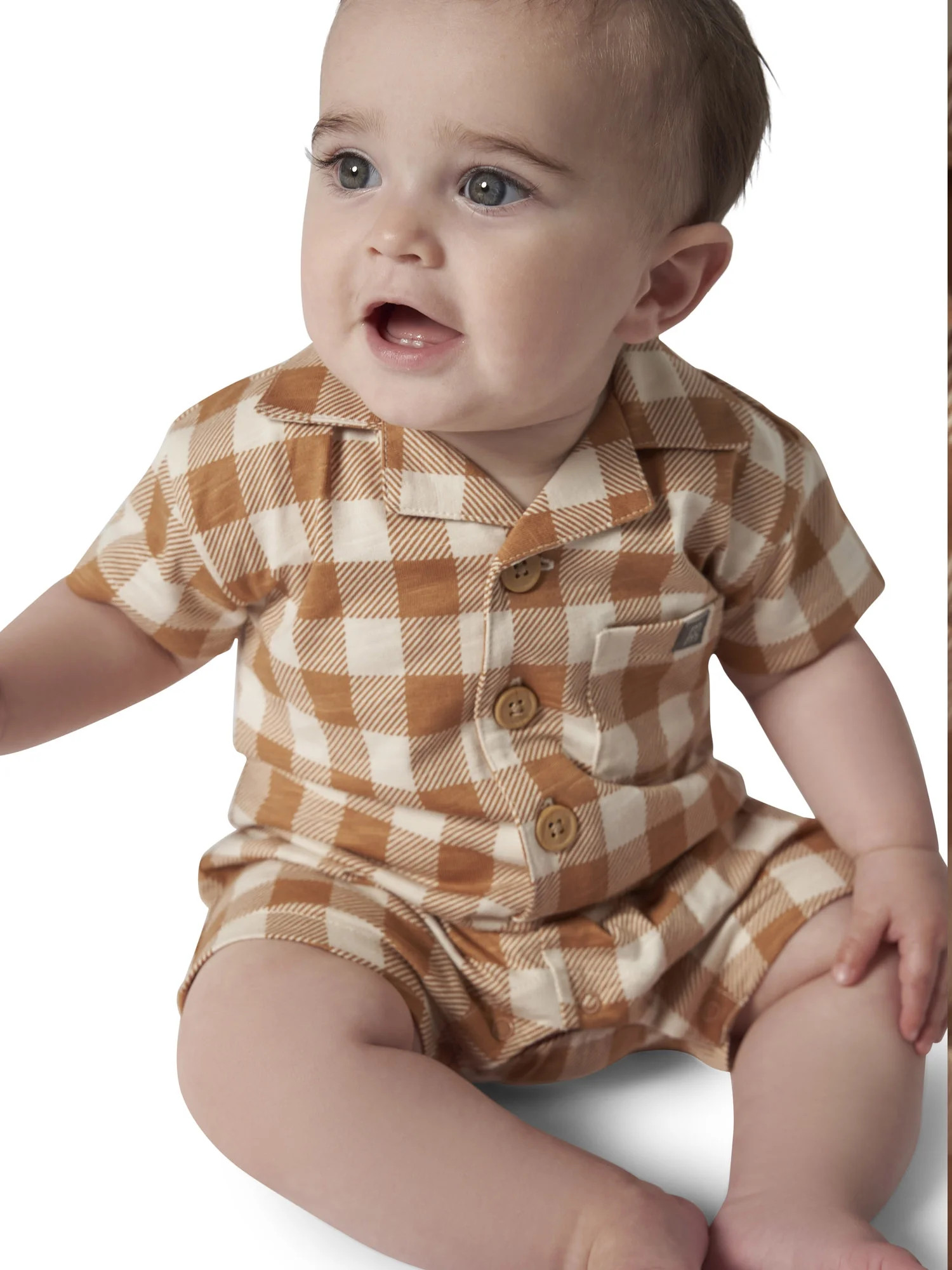 Modern Moments by Gerber Baby Boy Short Sleeve Romper, Sizes 0/3 Months - 24 Months | Walmart (US)