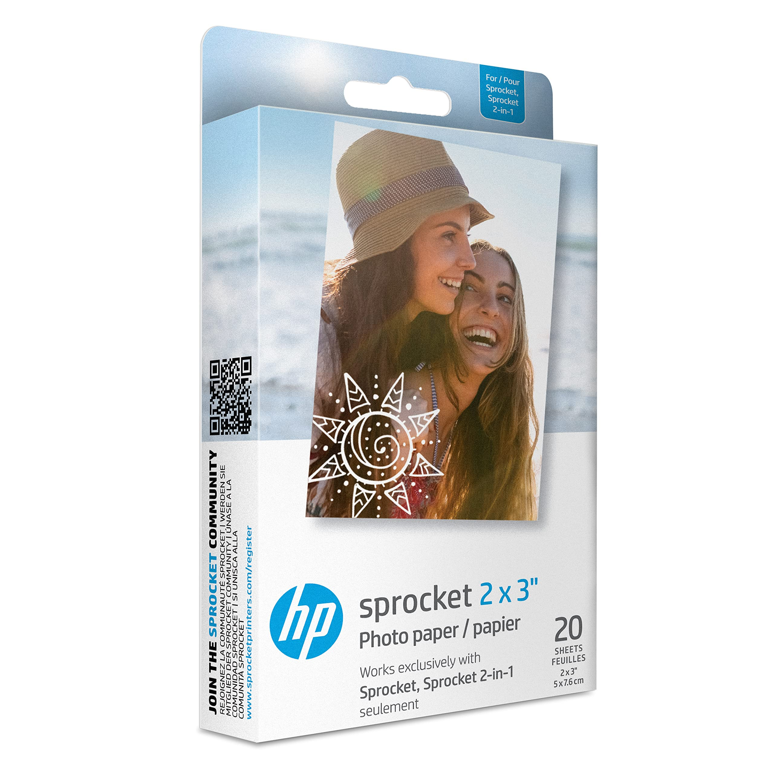 HP Sprocket 2x3" Premium Zink Sticky Back Photo Paper (100 Sheets) Compatible with HP Sprocket Ph... | Amazon (US)