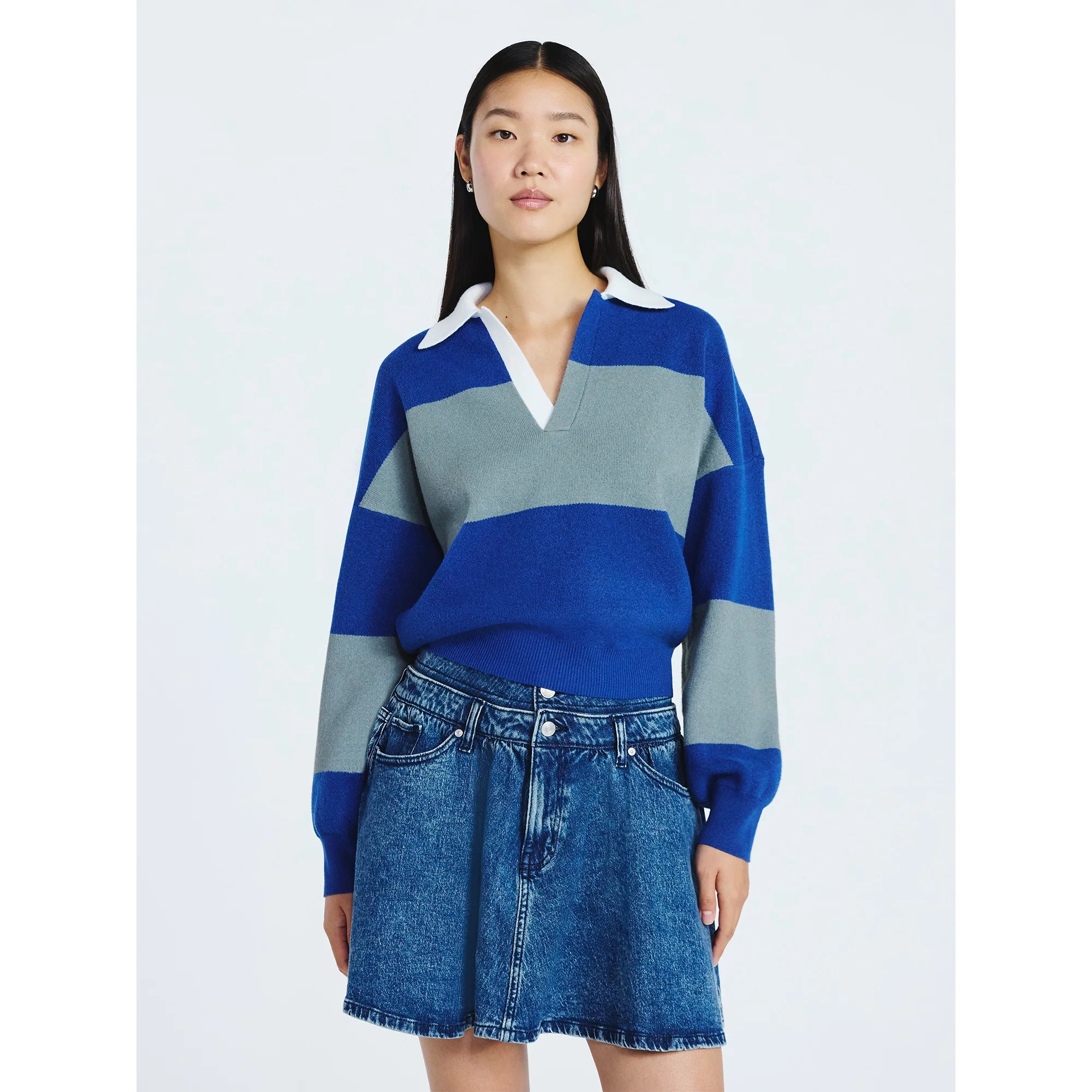 Scoop Women’s and Women’s Plus Oversized Rugby Sweater, Midweight, Sizes XS-4X | Walmart (US)