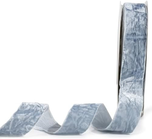 MAYREEL 1 Inch Dusty Blue Crushed Velvet Ribbon Slate Blue Vintage for Flower Bouquets Wedding In... | Amazon (US)