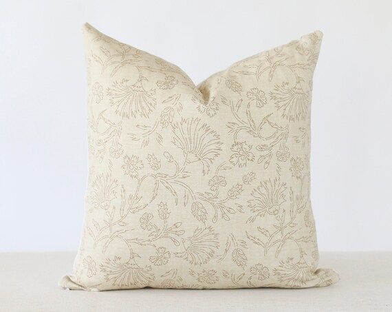 Beige Floral Pillow Cover for Spring Floral Pillow Covers | Etsy | Etsy (US)