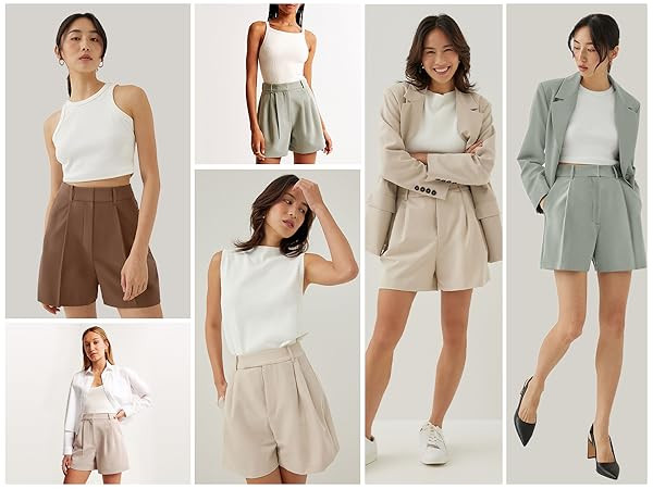 NIMIN Womens Shorts Dressy High Waisted Wide Leg Tailored Shorts Pleated Business Casual Work Tro... | Amazon (US)