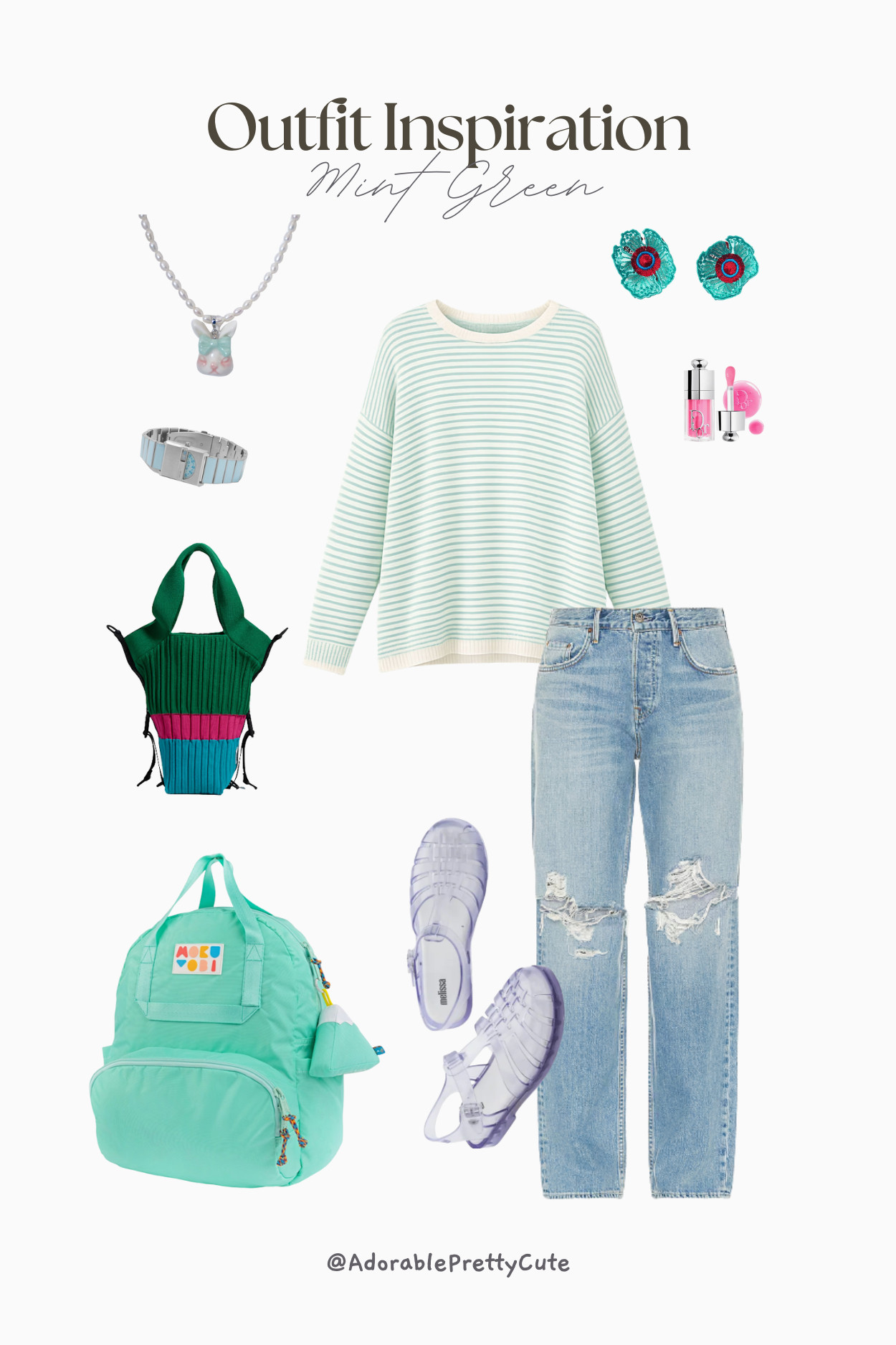 Outfit Inspo｜Fresh Mint Travel Casual 🍃🎒 Relaxed mint stripes, easy denim, and soft green accessories create a light, playful everyday balance. Casual, fresh, and gently cute — an effortless look that fits naturally into daily life.
#MintOutfit #SeaGreen #LightDenim #MintBackpack #CasualStyle #FreshPalette #EverydayLook #SpringOutfit #SummerOutfit #SoftColorEdit #GentleStyle #QuietCute #TravelCasual #SpringMood #GrownUpAdorable #OutfitInspo #SoftStyle #LTKFinds 

 #LTKsummer #LTKtravel #LTKstyletip #LTKbag