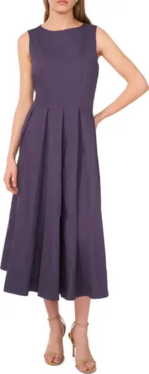 Pleated Poplin Midi Dress | Nordstrom