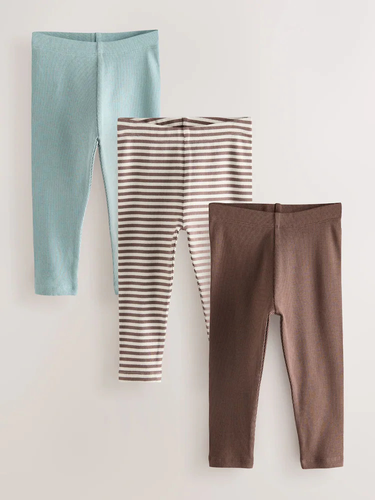 Neutrals and Blue Leggings 3 Pack (3mths-7yrs) | Next US