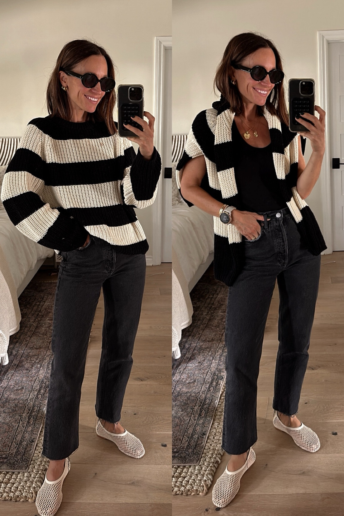 Morning to afternoon fall outfit 
Cold in the morning warmer in the afternoon 
Xs in sweater 
Jeans are tts and I cut them hem 

#LTKOver40
