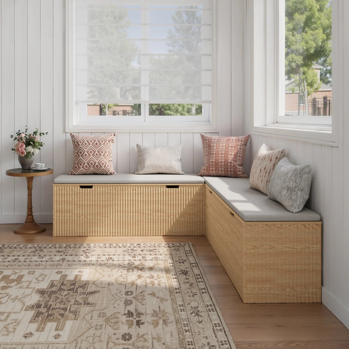 L-Shaped Storage Bench With Cushion- Modern Corner Breakfast Nook Bench For Kitchen, Entryway- Na... | Wayfair North America