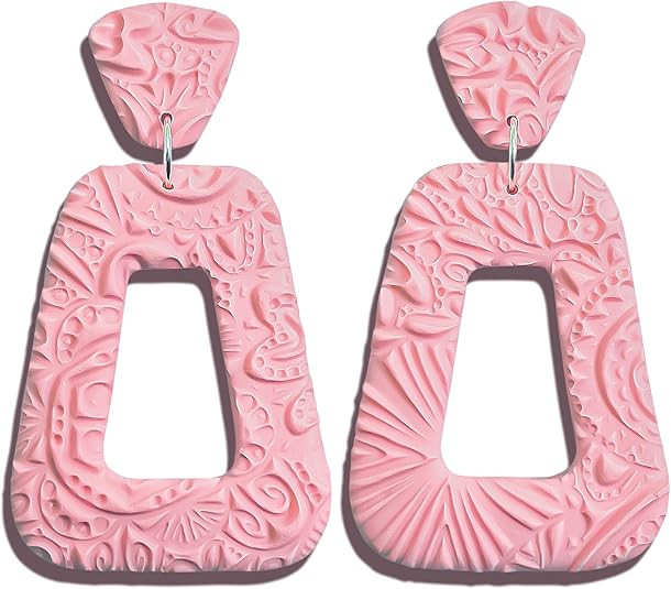 Shrandi Handmade Oval Hoop Earrings Dangling Statement Drop Earrings For Women Lightweight Dangle... | Amazon (US)